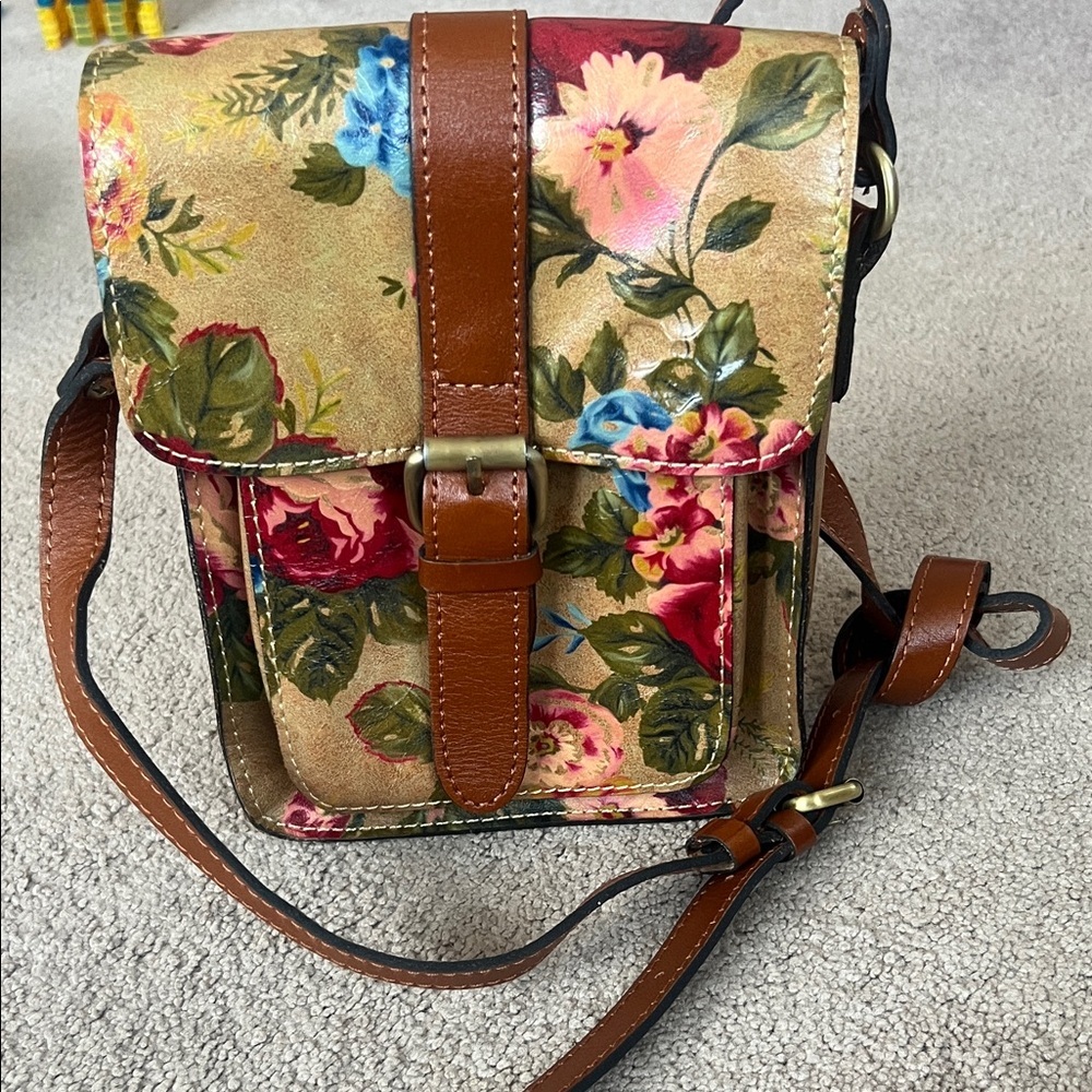 NEW Patricia Nash Leather Cascina Floral Crossbody Bag